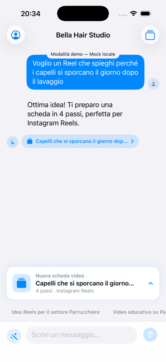 Chat Hooky con schede AI generate