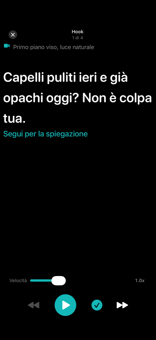 Teleprompter con script a schermo